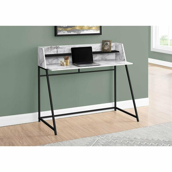 Daphnes Dinnette 48 in. Metal & Marble Computer Desk White & Black DA3072171